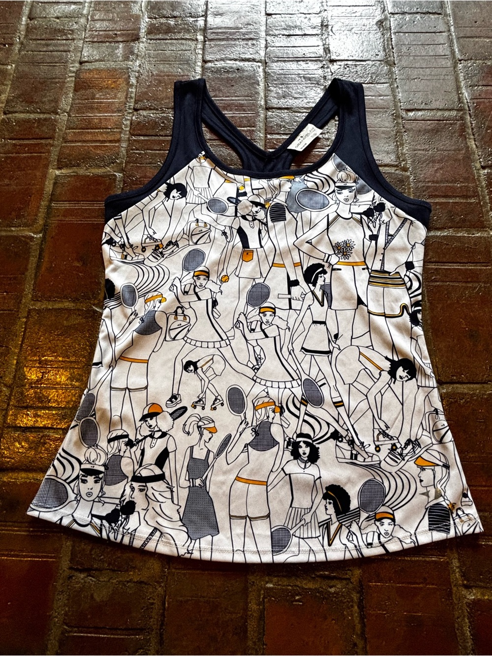 Grand Slam White Tank Top with Navy Blue and Yellow Graphic